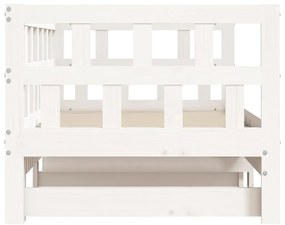 Sofá-cama com gavetão 90x190 cm madeira de pinho maciça branco