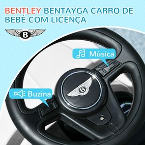 Carro Andador 3 em 1  para Bebés de 12-36 Meses com Licença Bentley Bentayga com Guiador Branco e preto