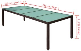 11 pcs conjunto jantar exterior com almofadões vime PE castanho