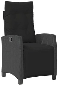 9 pcs conjunto de jantar p/ jardim c/ almofadões vime PE preto