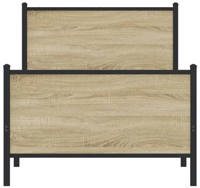 Estrutura de cama sem colchão 90x190 cm metal carvalho sonoma