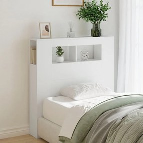 Cabeceira cama c/ LEDs 100x18,5x103,5 cm deriv. madeira branco