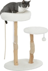 Arranhador para gatos com cama 58 x 40 x 85 cm, postes para arranhar, plataforma de salto, bola e corda de brincar,  branco