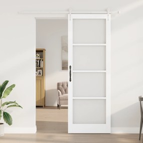 Conjunto de Porta Deslizante vidaXL com Conjunto de Ferragens Branca 8