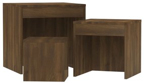 Mesas de encastrar 3 pcs derivados de madeira carvalho castanho