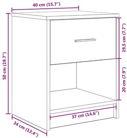 Mesas de cabeceira 2 pcs com gaveta 40x34x50 cm branco