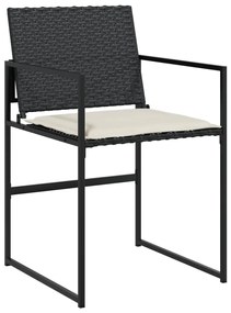 17 pcs conjunto de jantar p/ jardim c/ almofadões vime PE preto