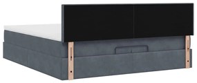 moldura de cama otomana vidaXL com colchão cinza escuro veludo