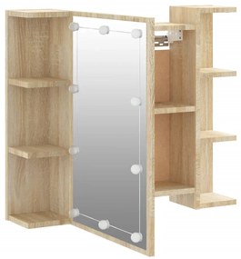 Armário espelhado com LED 70x16,5x60 cm carvalho sonoma