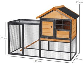 Coelheira para pequenos animais de estimação 2 níveis com bandeja removível de madeira e rampa de metal 122x63x92 cm para coelhos cobaios de madeira e
