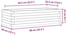 Vaso/floreira de jardim 90x40x23 cm pinho maciço castanho-mel