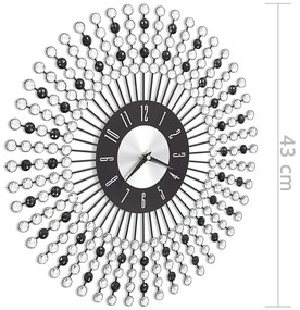 Relógio de parede metal 43 cm preto