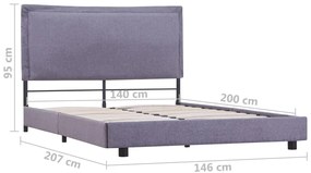 Estrutura de cama 140x200 cm tecido cinzento-claro