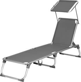 Espreguiçadeira de jardim com cobertura para o sol 55 x 193 x 31 cm Cinzento fumado