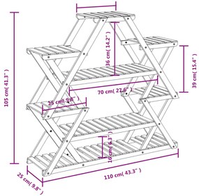 Suporte de plantas 110x25x105 cm madeira de abeto maciça