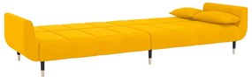 Sofá-cama 2 lugares com duas almofadas veludo amarelo