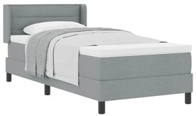 Cama Box com Colchão - Cinza Claro, 90 x 190 cm, Tecido