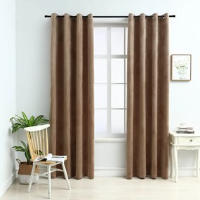 134505 vidaXL Cortinas blackout com argolas 2 pcs 140x225 cm veludo bege