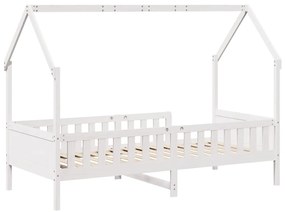 Cama infantil formato de casa 90x200 cm pinho maciço branco