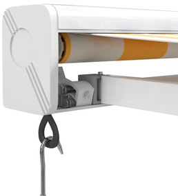 Toldo retrátil 5x3 m tecido e alumínio amarelo e branco