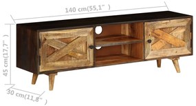 Móvel de TV em madeira de mangueira maciça 140x30x45 cm