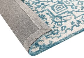 Tapete de lã azul e branca 80 x 150 cm AHMETLI Beliani