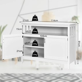 Aparador Loulé com Estante Ajustável – 114x51x91 cm – Branco – Design
