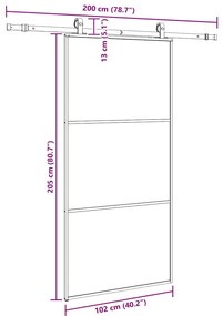 Porta deslizante c/ conj ferragens 102x205cm vidro ESG preto
