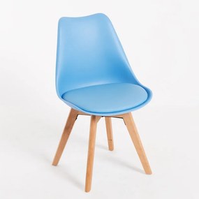 Cadeira Lena com Assento Almofadado - Azul Claro - Design Nórdico