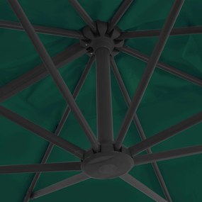 Guarda-sol cantilever com poste alumínio 300x300 cm verde