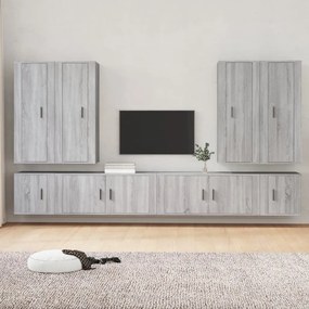 vidaXL Conjunto móveis de TV 8 pcs madeira processada sonoma cinza