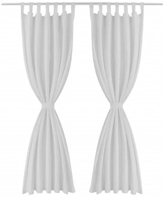 Cortinas de cetim com laços, 2 pcs, branco 140 x 225 cm