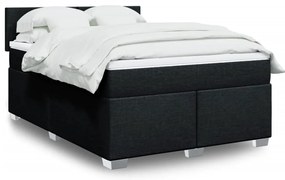 vidaXL Cama com molas/colchão 160x200 cm tecido preto