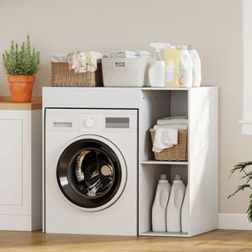 Móvel para Máquina de Lavar, 96 x 60 x 90,5 cm, 2 Compartimentos Abertos, Branco