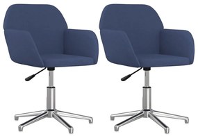 Cadeiras de jantar giratórias 2 pcs tecido azul