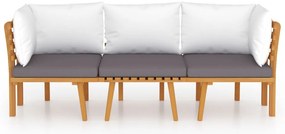 3 pcs conjunto lounge de jardim com almofadões acácia maciça