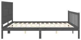 Estrutura de cama com cabeceira 200x200 cm madeira maciça cinza