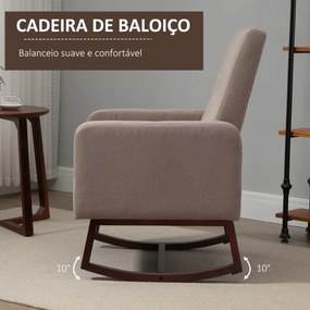 Poltrona Baloiço Estofada em Flanela Cadeira de Baloiço Relax com Assento Apoio para os Braços Acolchoados e Base de Madeira Ideal para Lactancia 72x7