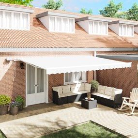 Toldo Retrátil Manual com LED Branco 500x350 cm