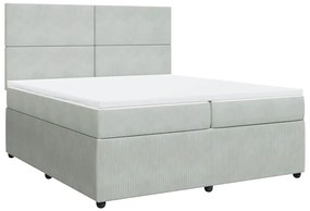 Cama com molas/colchão 200x200 cm veludo cinzento-claro