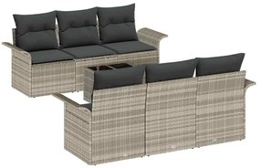 Conjunto de Sofá de Jardim com 7 Peças e Almofadas Cinza Claro em Ratt