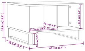 Mesa de centro 60x50x36,5 cm derivados madeira branco brilhante