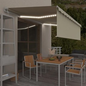 vidaXL Toldo automático com estore/LED/sensor de vento 5x3 m cor creme