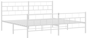 Estrutura de cama com cabeceira e pés 193x203 cm metal branco