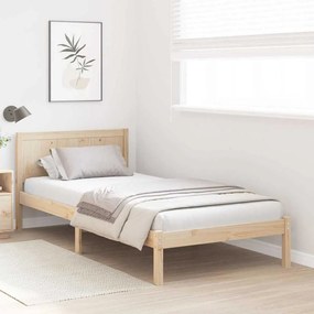 Estrutura de Cama Solteiro em Madeira de Pinho Natural