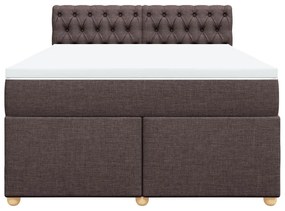 Cama com molas/colchão 160x200 cm tecido castanho-escuro