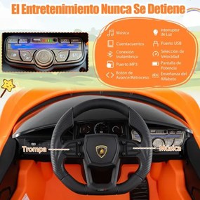 Carro elétrico para crianças 12V com controle remoto, portas hidráulicas, rodas de transporte e suspensão nas 4 rodas Laranja