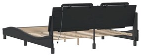 Estrutura de cama c/ luzes LED 180x200cm couro artificial preto