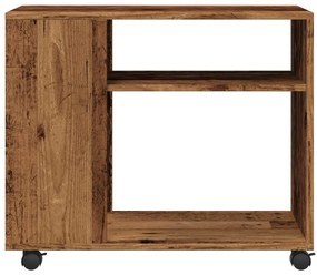 Mesa de apoio c/ rodas 70x35x60 cm deriv. madeira madeira velha
