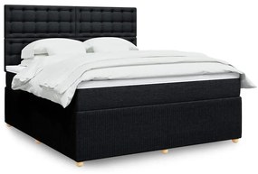 vidaXL Cama com molas/colchão 180x200 cm tecido preto